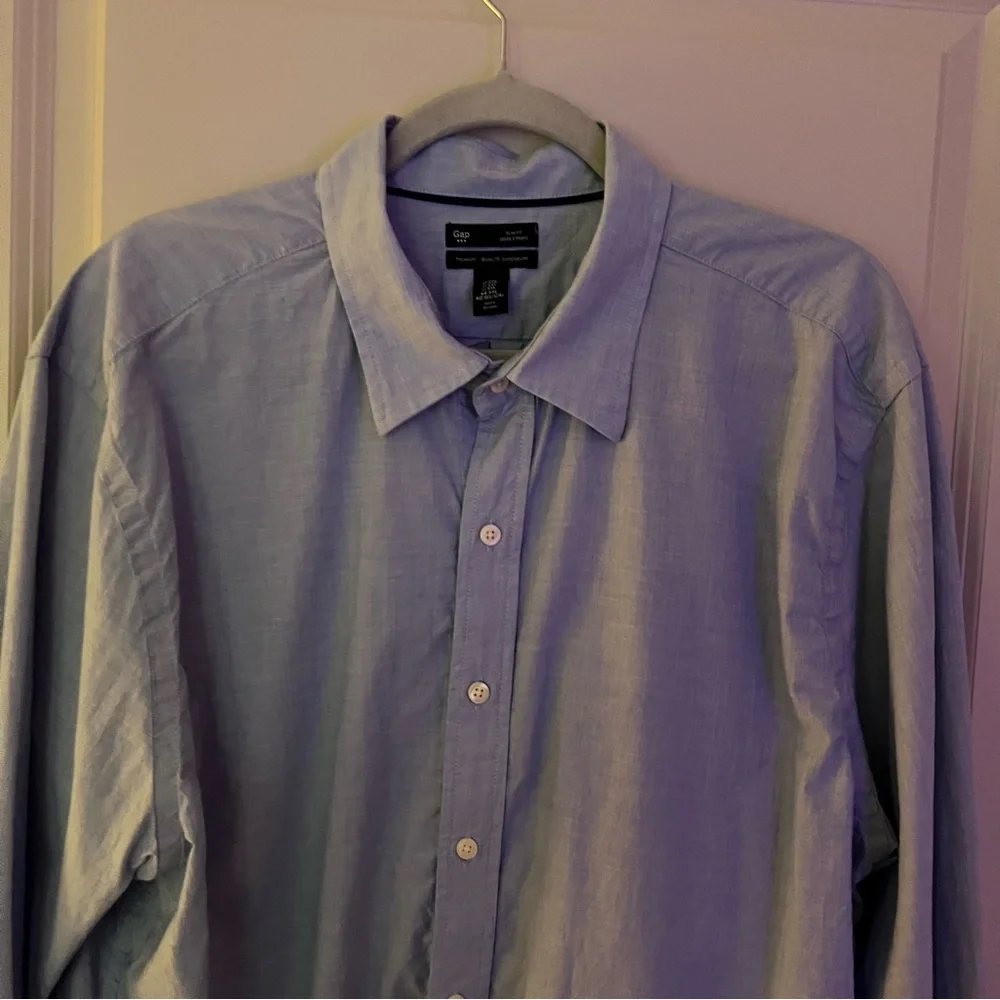 Gap mens slim fit long sleeve button down shirt | size 2XL